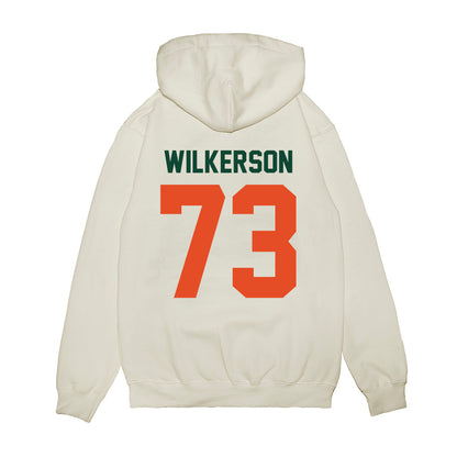 Miami - NCAA Football : Jaden Wilkerson - Vintage Helmet Premium Hooded Sweatshirt-1