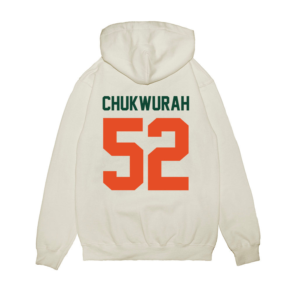 Miami - NCAA Football : Isaac Chukwurah - Vintage Helmet Premium Hooded Sweatshirt-1
