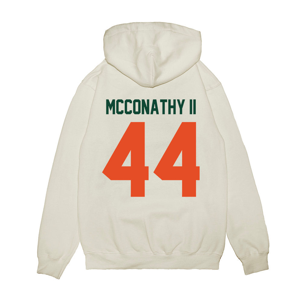 Miami - NCAA Football : Cole McConathy II - Vintage Helmet Premium Hooded Sweatshirt-1
