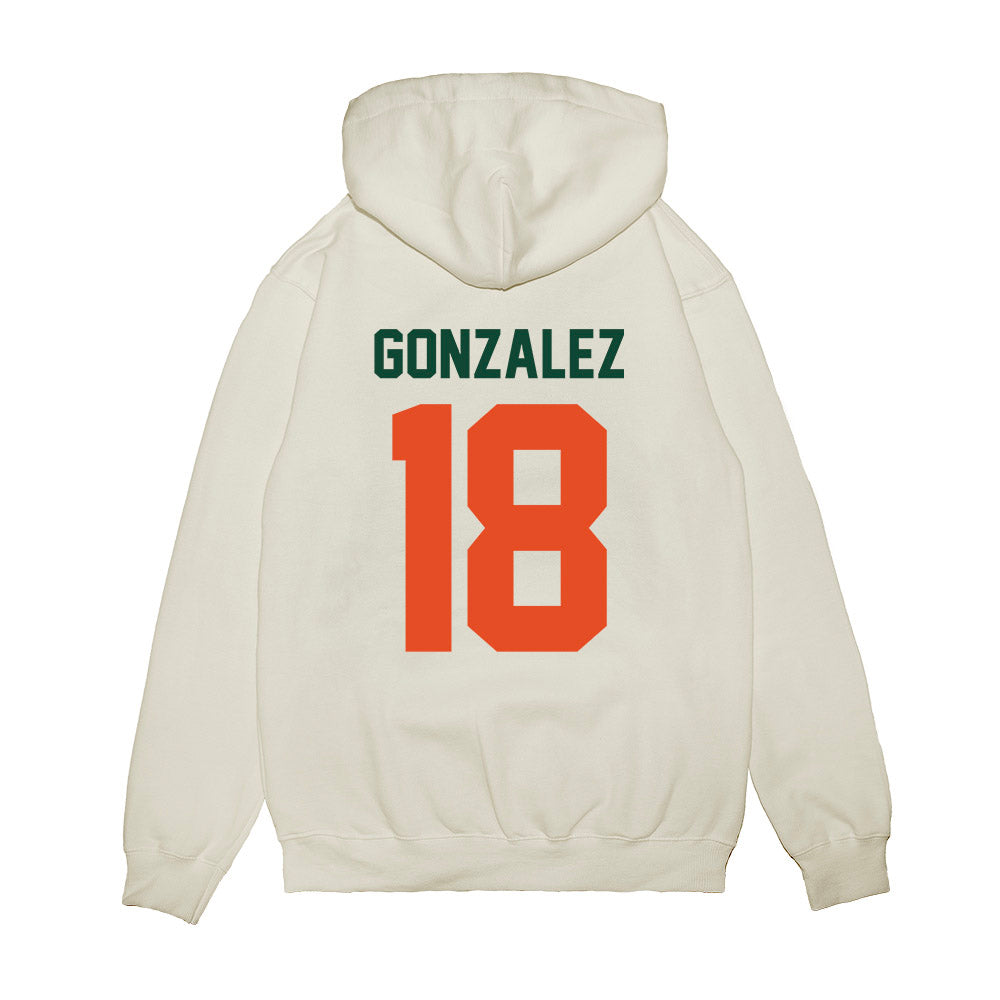 Miami - NCAA Football : Vinny Gonzalez - Vintage Helmet Premium Hooded Sweatshirt-1