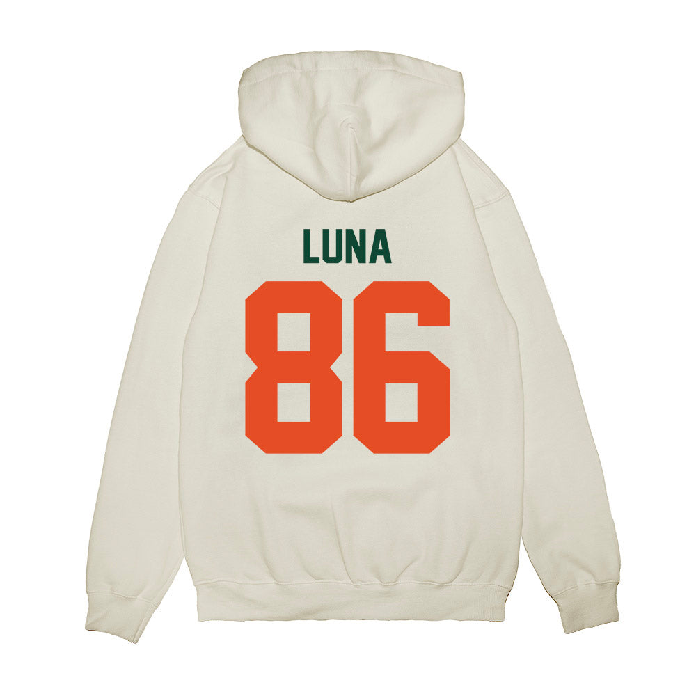 Miami - NCAA Football : Kolby Luna - Vintage Helmet Premium Hooded Sweatshirt-1