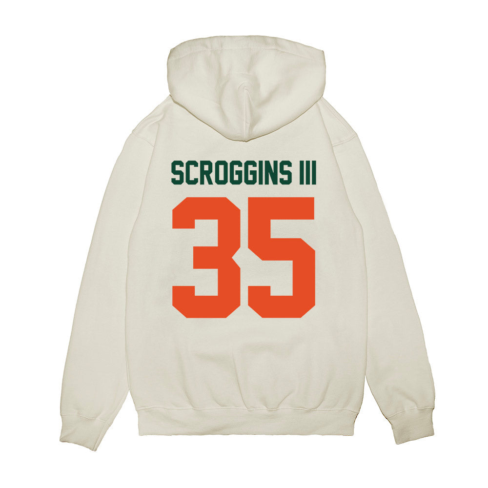 Miami - NCAA Football : Herbert Scroggins III - Vintage Helmet Premium Hooded Sweatshirt-1