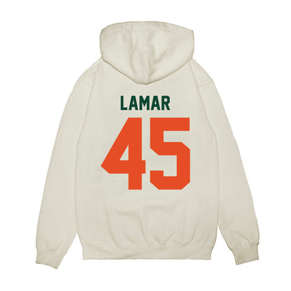 Miami - NCAA Football : Braylon Lamar - Vintage Helmet Premium Hooded Sweatshirt-1