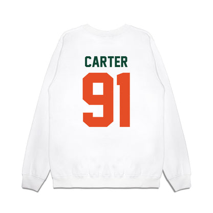 Miami - NCAA Football : Jarquez Carter - Vintage Helmet Premium Crewneck Sweatshirt-1