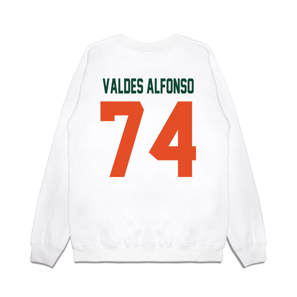 Miami - NCAA Football : Yerovi Valdes Alfonso - Vintage Helmet Premium Crewneck Sweatshirt-1