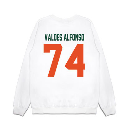 Miami - NCAA Football : Yerovi Valdes Alfonso - Vintage Helmet Premium Crewneck Sweatshirt-1