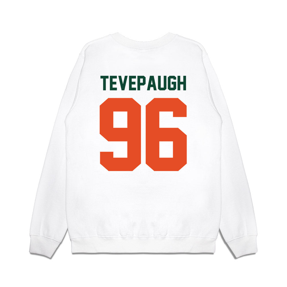 Miami - NCAA Football : Tucker Tevepaugh - Vintage Helmet Premium Crewneck Sweatshirt-1