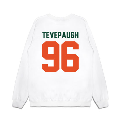 Miami - NCAA Football : Tucker Tevepaugh - Vintage Helmet Premium Crewneck Sweatshirt-1