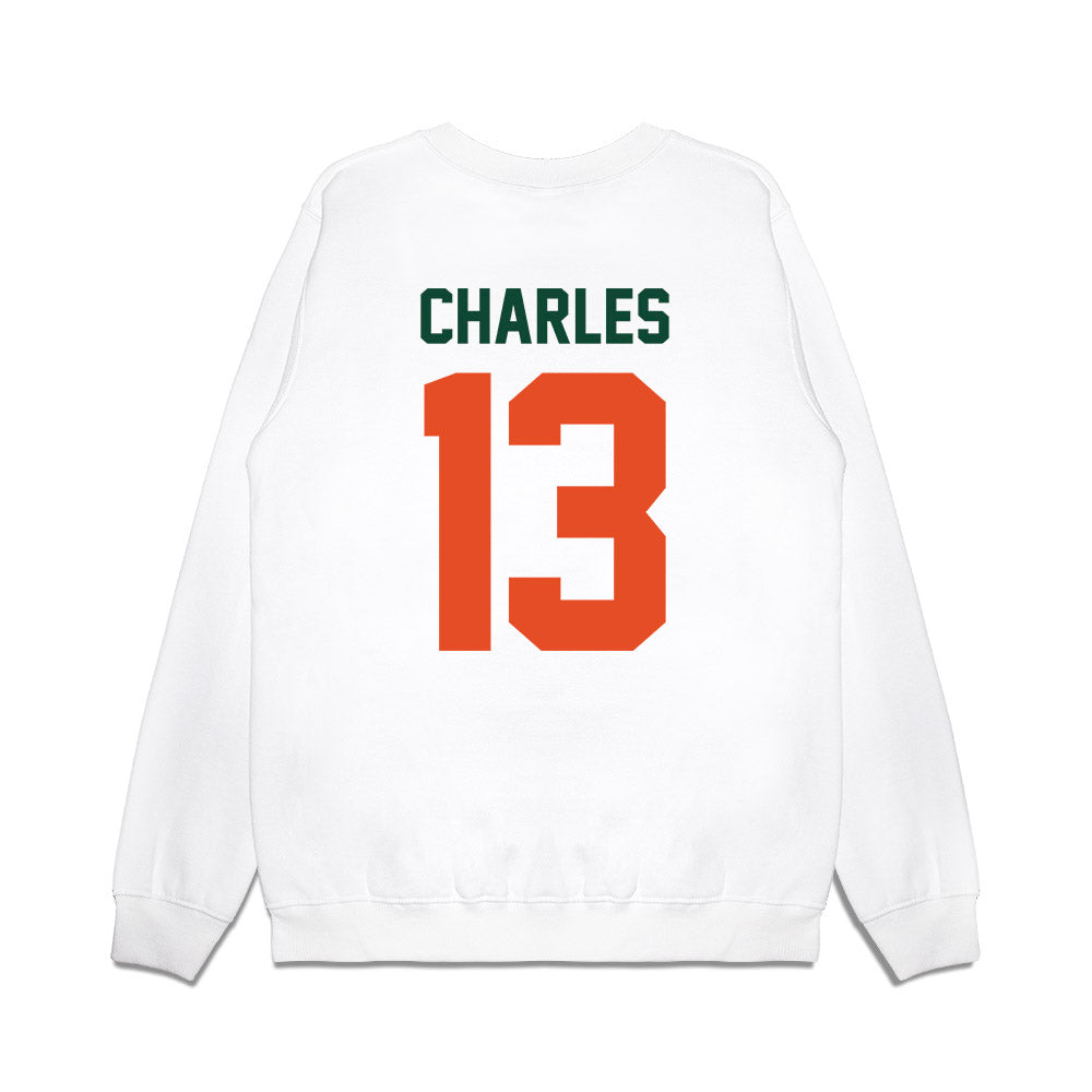 Miami - NCAA Football : Asharri Charles - Vintage Helmet Premium Crewneck Sweatshirt-1