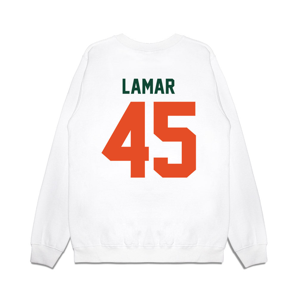 Miami - NCAA Football : Braylon Lamar - Vintage Helmet Premium Crewneck Sweatshirt-1