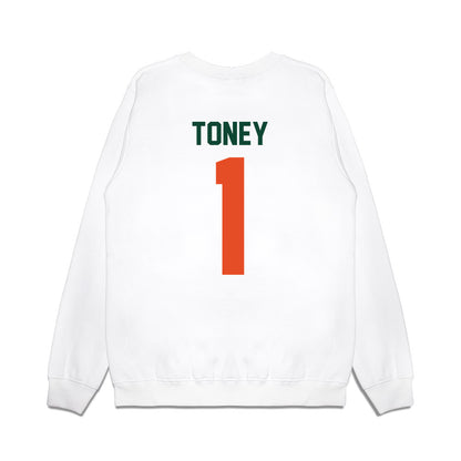 Miami - NCAA Football : Malachi Toney - Vintage Helmet Premium Crewneck Sweatshirt-1