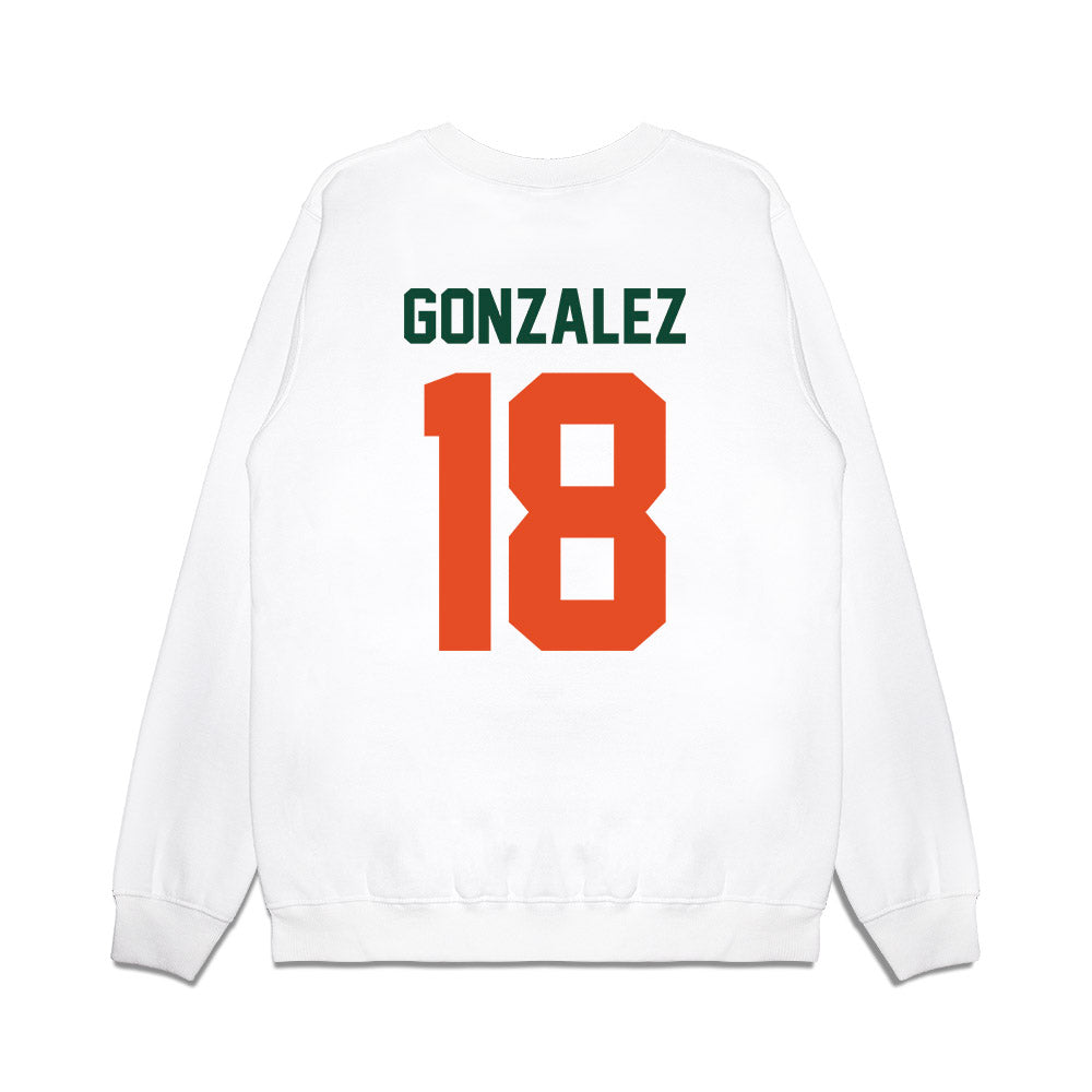 Miami - NCAA Football : Vinny Gonzalez - Vintage Helmet Premium Crewneck Sweatshirt-1
