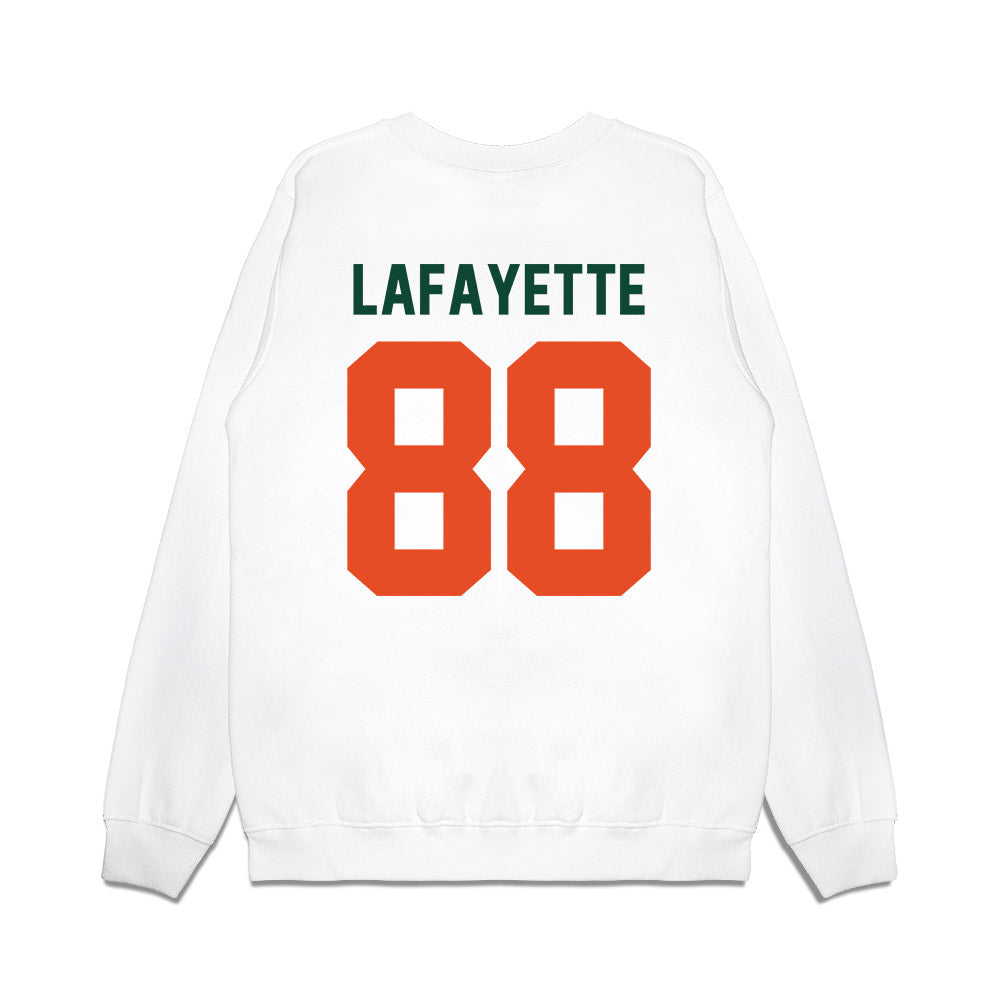 Miami - NCAA Football : DeAnthony Lafayette - Vintage Helmet Premium Crewneck Sweatshirt-1