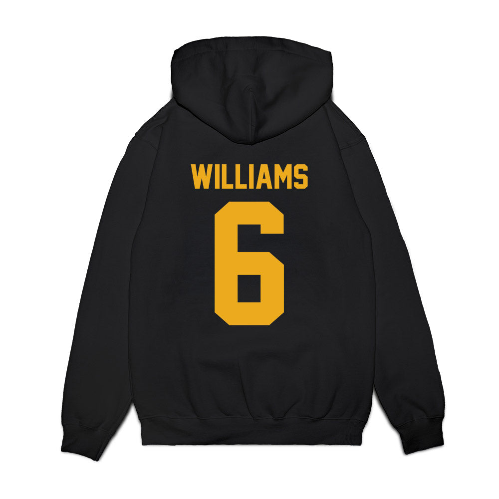 West Virginia - NCAA Football : DaMare Williams - Vintage Helmet Premium Hooded Sweatshirt-1