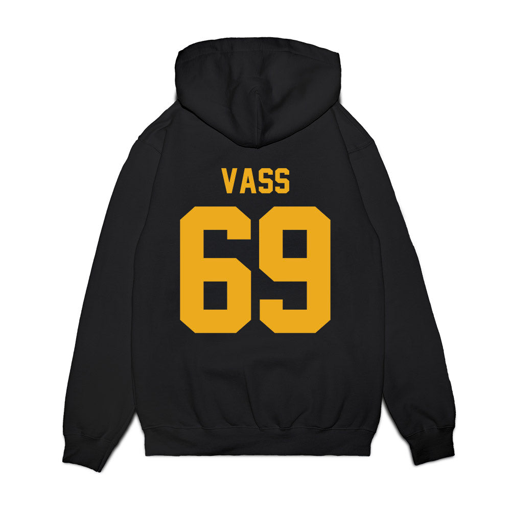 West Virginia - NCAA Football : Devin Vass - Vintage Helmet Premium Hooded Sweatshirt-1