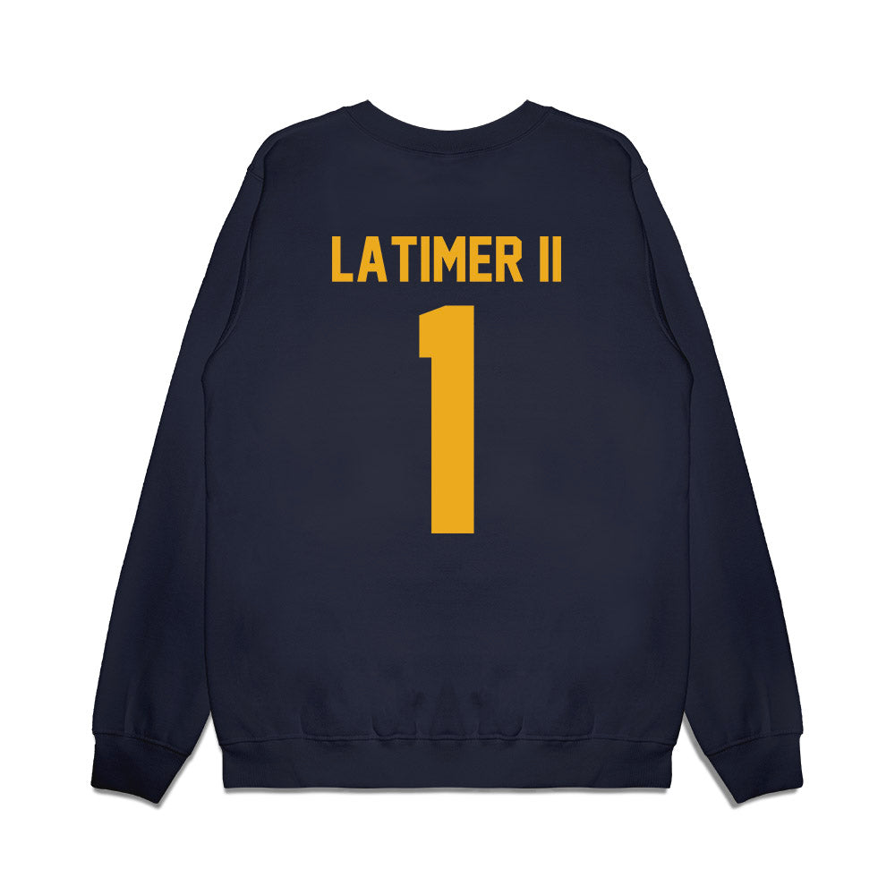 West Virginia - NCAA Football : Geimere Latimer II - Vintage Helmet Premium Crewneck Sweatshirt-1