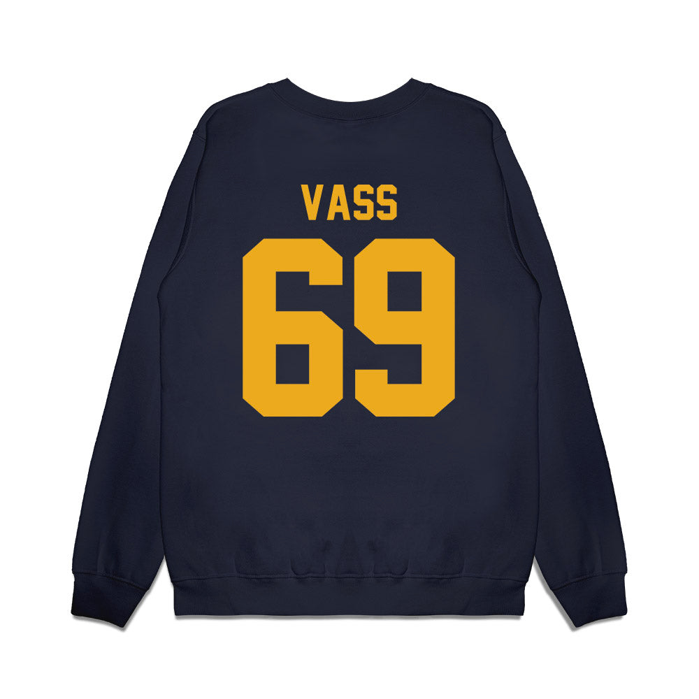 West Virginia - NCAA Football : Devin Vass - Vintage Helmet Premium Crewneck Sweatshirt-1