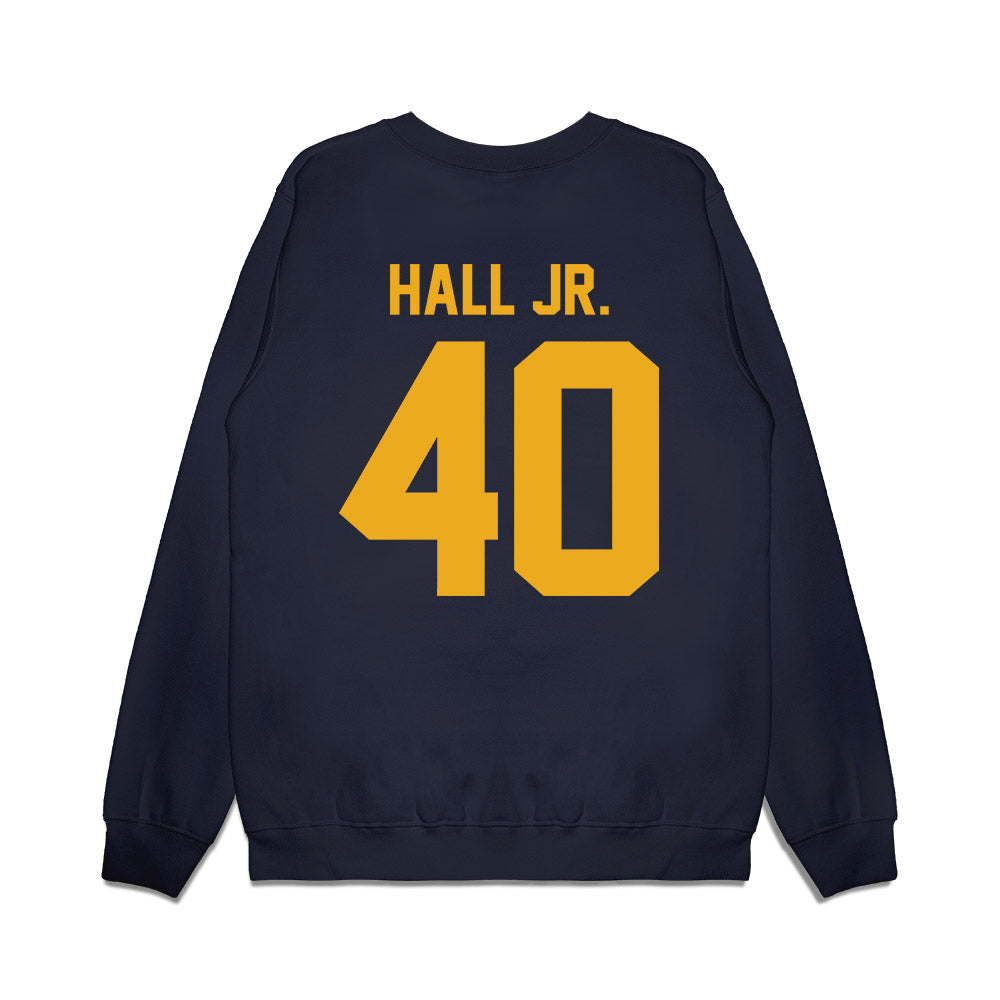 West Virginia - NCAA Football : Jason Hall Jr. - Vintage Helmet Premium Crewneck Sweatshirt-1