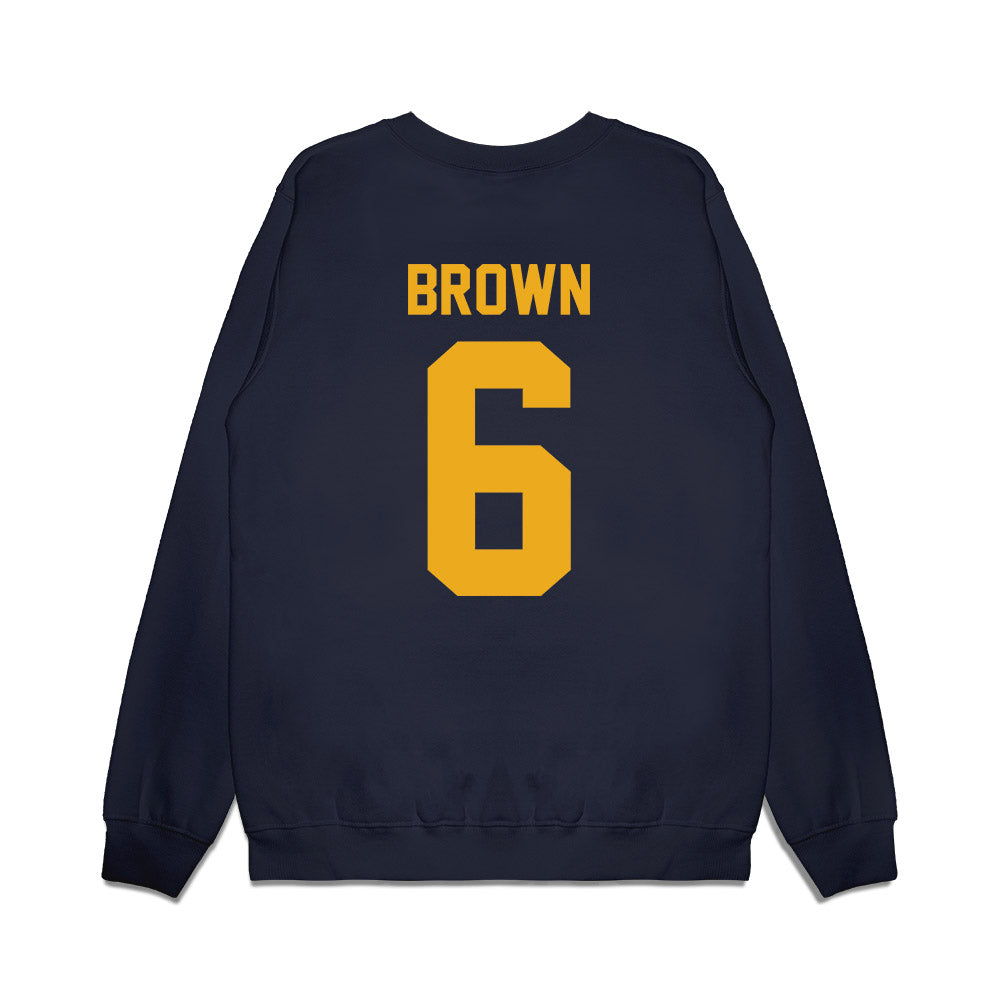 West Virginia - NCAA Football : Max Brown - Vintage Helmet Premium Crewneck Sweatshirt-1