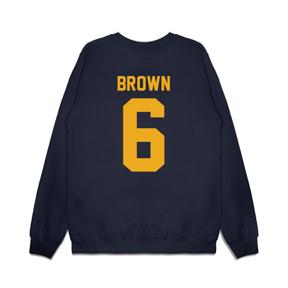 West Virginia - NCAA Football : Max Brown - Vintage Helmet Premium Crewneck Sweatshirt-1
