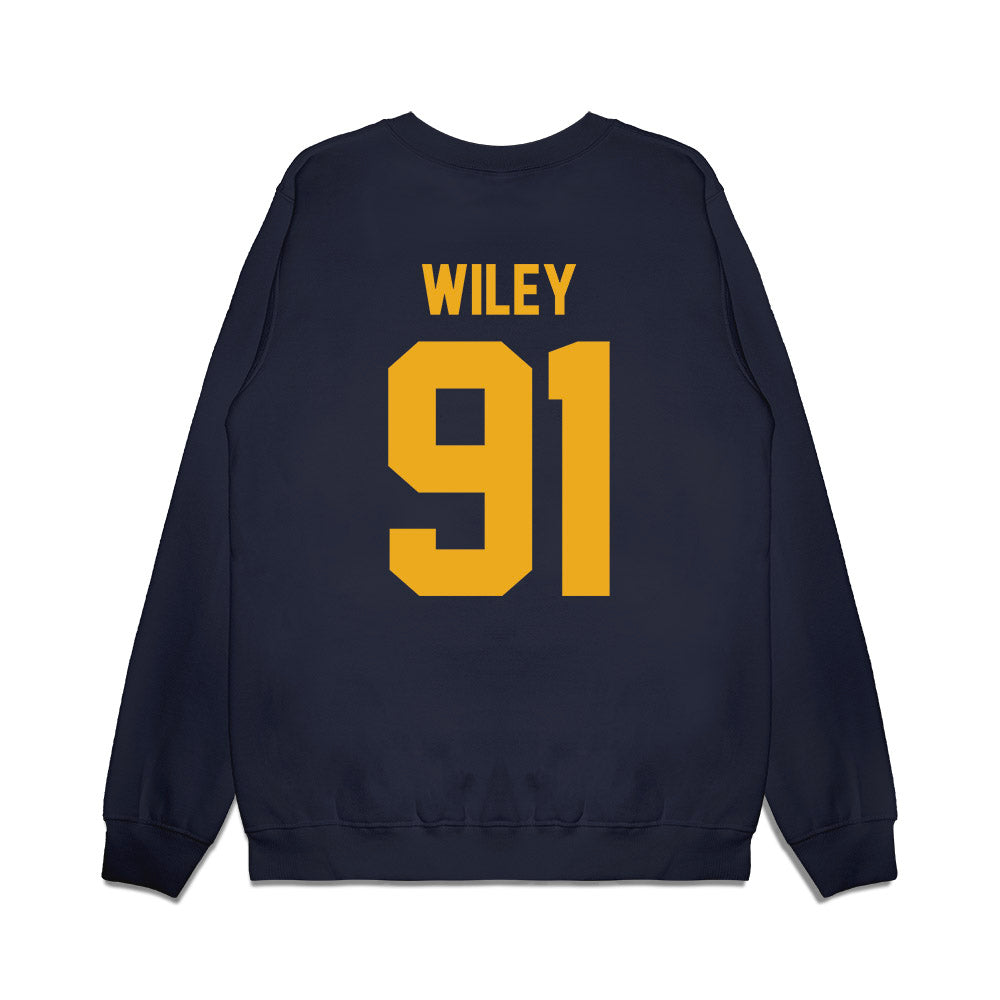 West Virginia - NCAA Football : Darius Wiley - Vintage Helmet Premium Crewneck Sweatshirt-1