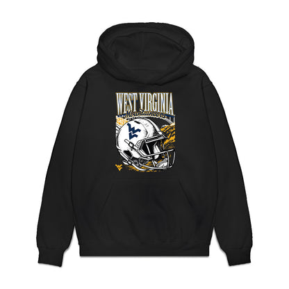 West Virginia - NCAA Football : Jeremiah Johnson - Vintage Helmet Premium Hooded Sweatshirt-0