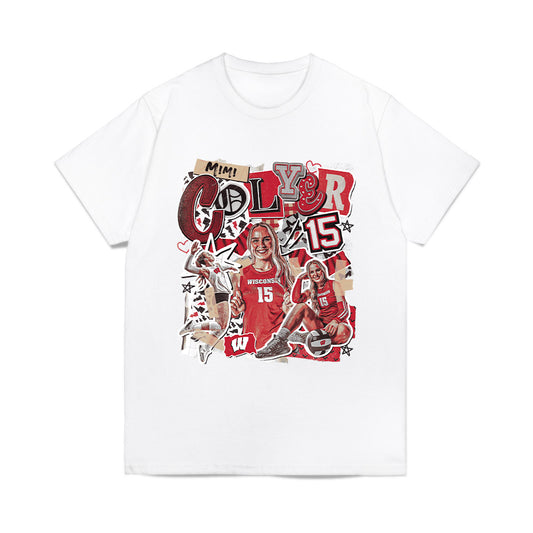 Wisconsin - NCAA Women's Volleyball : Mimi Colyer - Collage Comfort Colors T-Shirt-0