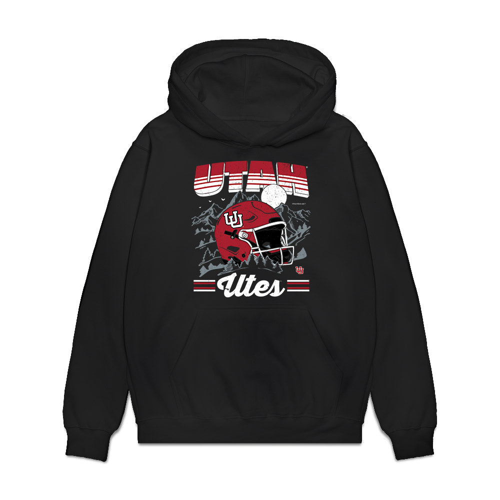 Utah - NCAA Football : Rabbit Evans - Vintage Helmet Premium Hooded Sweatshirt-0
