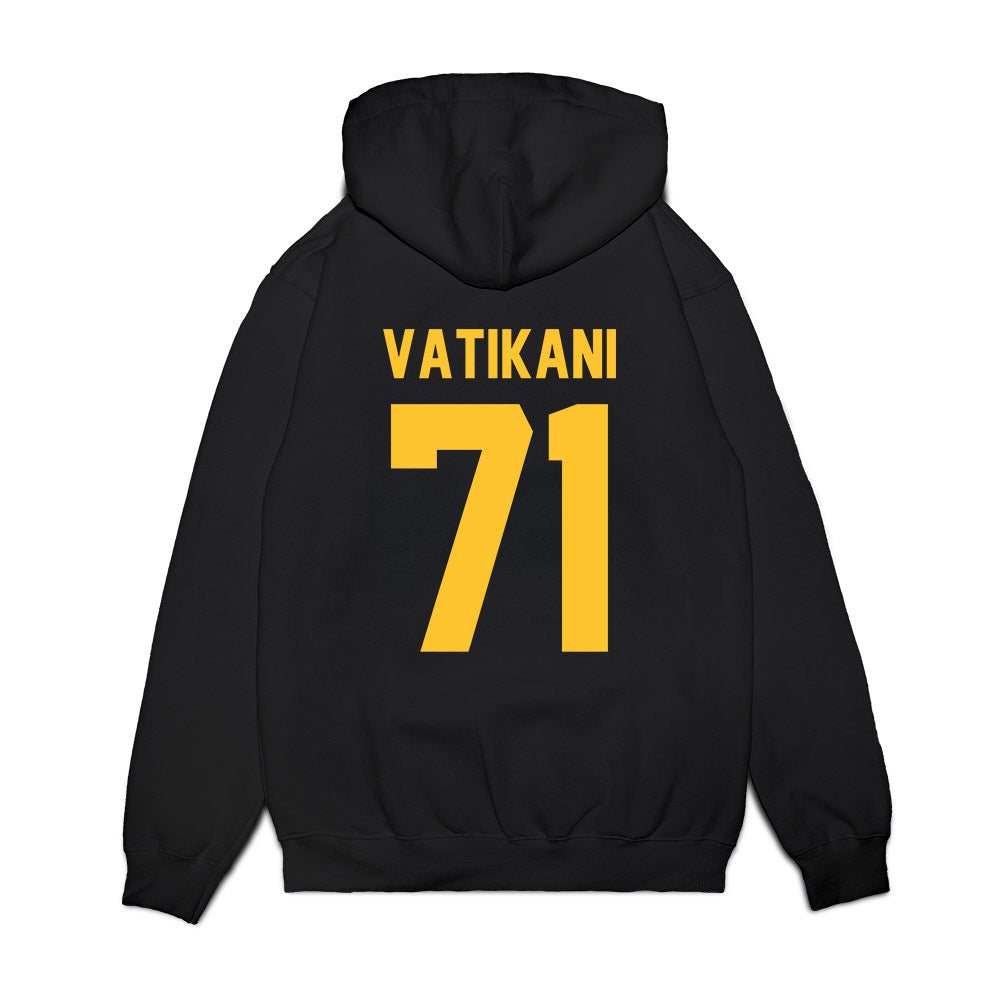 UC Berkeley - NCAA Football : Sioape Vatikani - Vintage Helmet Premium Hooded Sweatshirt-1