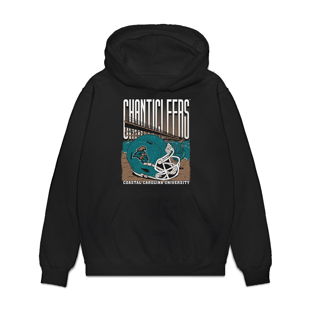 Coastal Carolina - NCAA Football : Krosse Johnson - Vintage Helmet Premium Hooded Sweatshirt-0