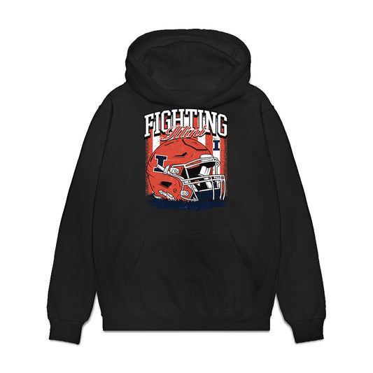 Illinois - NCAA Football : Corey Rashad - Vintage Helmet Premium Hooded Sweatshirt-0