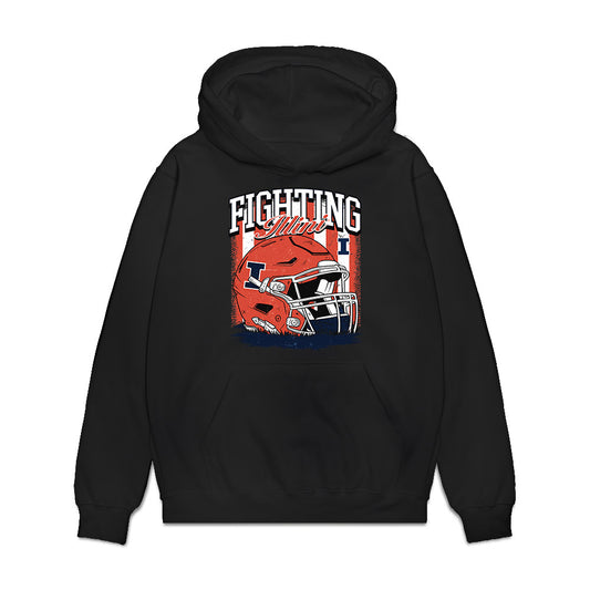 Illinois - NCAA Football : Ethan Moczulski - Vintage Helmet Premium Hooded Sweatshirt-0