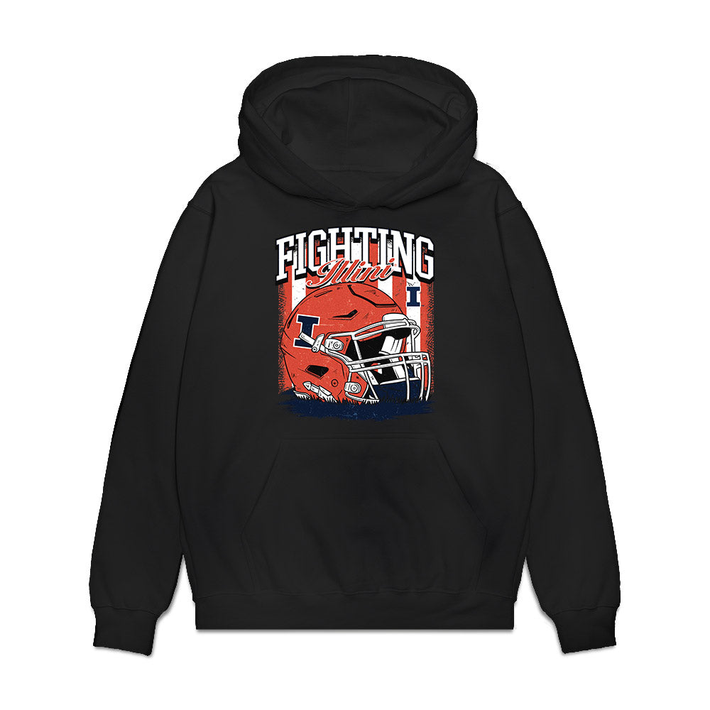 Illinois - NCAA Football : Jacob Eberhart - Vintage Helmet Premium Hooded Sweatshirt-0