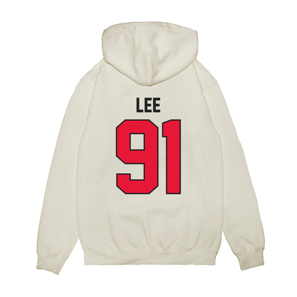 Rutgers - NCAA Football : Jaedin Lee - Vintage Helmet Premium Hooded Sweatshirt-1