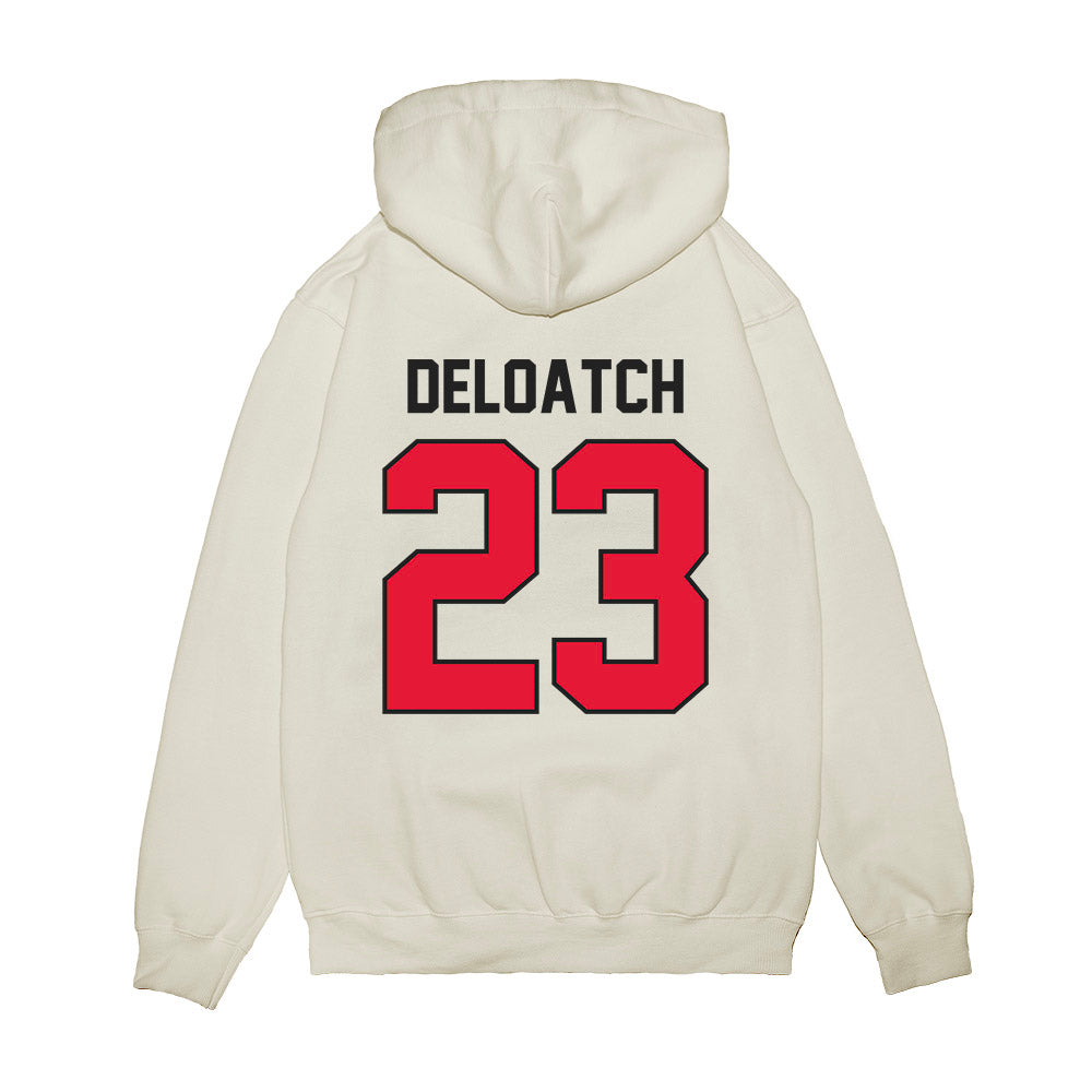 Rutgers - NCAA Football : Isaiah Deloatch - Vintage Helmet Premium Hooded Sweatshirt-1