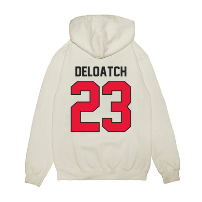 Rutgers - NCAA Football : Isaiah Deloatch - Vintage Helmet Premium Hooded Sweatshirt-1