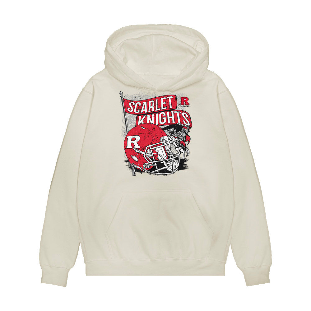 Rutgers - NCAA Football : Ja'shon Benjamin - Vintage Helmet Premium Hooded Sweatshirt-0