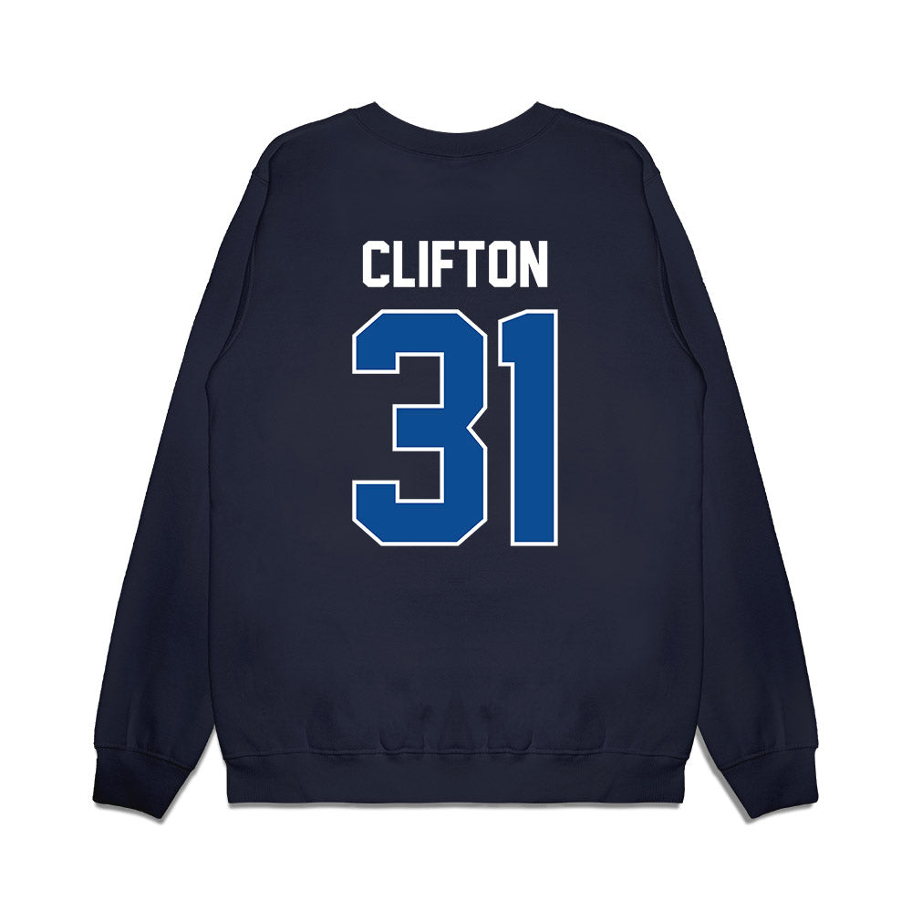 BYU - NCAA Football : Jake Clifton - Vintage Helmet Premium Crewneck Sweatshirt-1