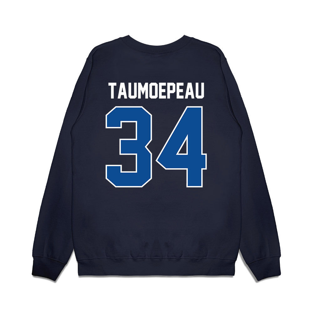 BYU - NCAA Football : Daniel Taumoepeau - Vintage Helmet Premium Crewneck Sweatshirt-1