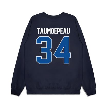 BYU - NCAA Football : Daniel Taumoepeau - Vintage Helmet Premium Crewneck Sweatshirt-1