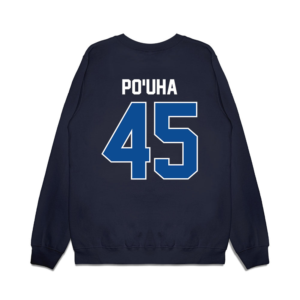 BYU - NCAA Football : Viliami Po'uha - Vintage Helmet Premium Crewneck Sweatshirt-1