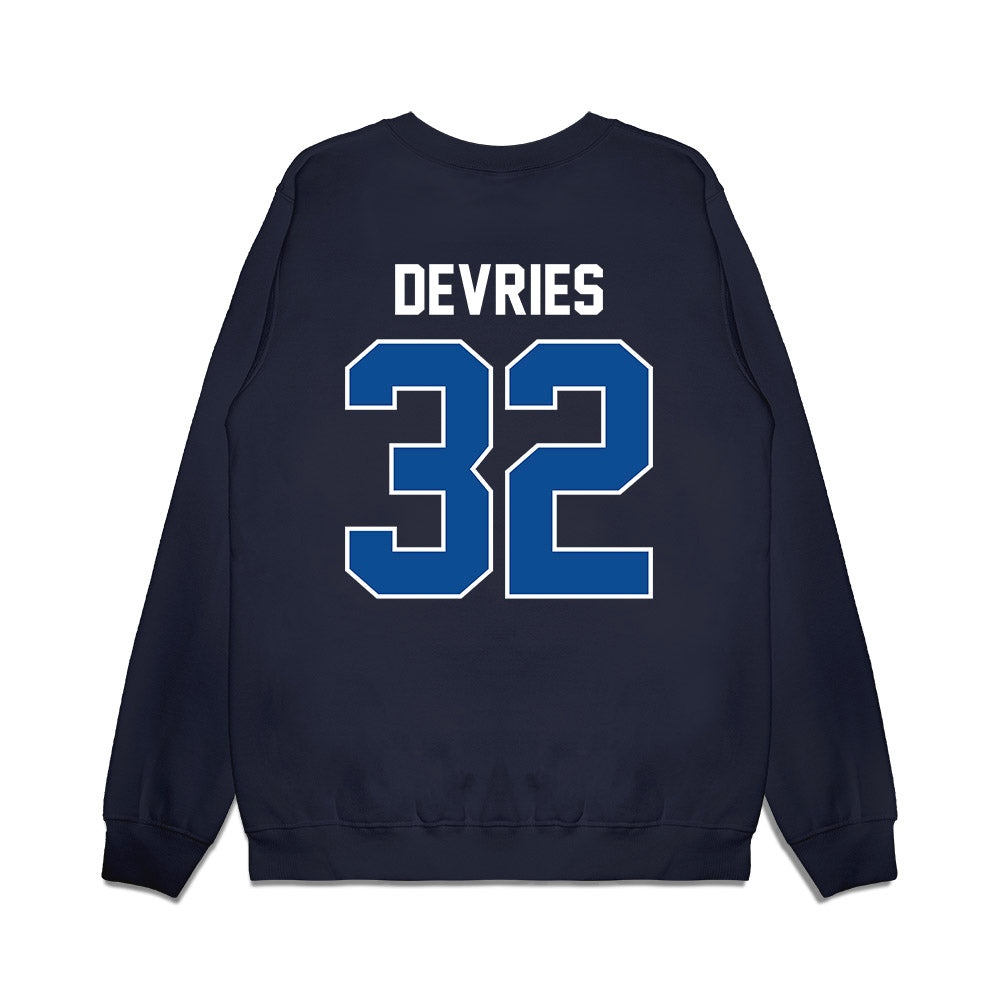 BYU - NCAA Football : Cannon DeVries - Vintage Helmet Premium Crewneck Sweatshirt-1