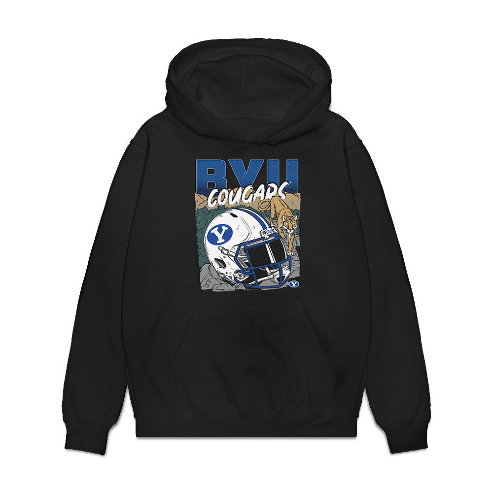 BYU - NCAA Football : Seth Shigg - Vintage Helmet Premium Hooded Sweatshirt-0