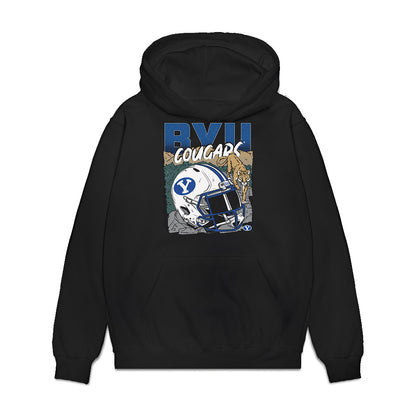 BYU - NCAA Football : Walker Lyons - Vintage Helmet Premium Hooded Sweatshirt-0