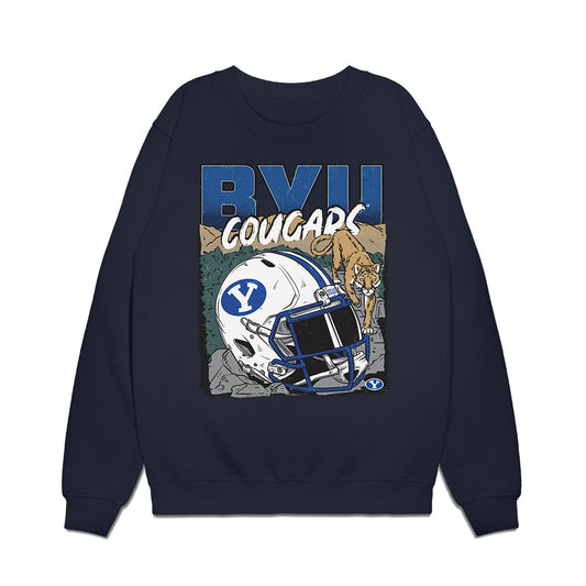 BYU - NCAA Football : Sione Moa - Vintage Helmet Premium Crewneck Sweatshirt-0