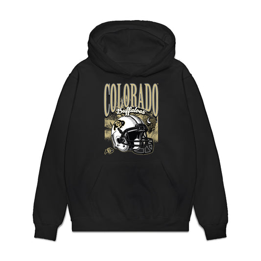 Colorado - NCAA Football : Boo Carter - Vintage Helmet Premium Hooded Sweatshirt-0