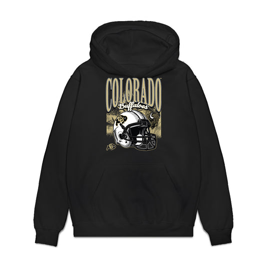 Colorado - NCAA Football : Rodney Colton Jr - Vintage Helmet Premium Hooded Sweatshirt-0
