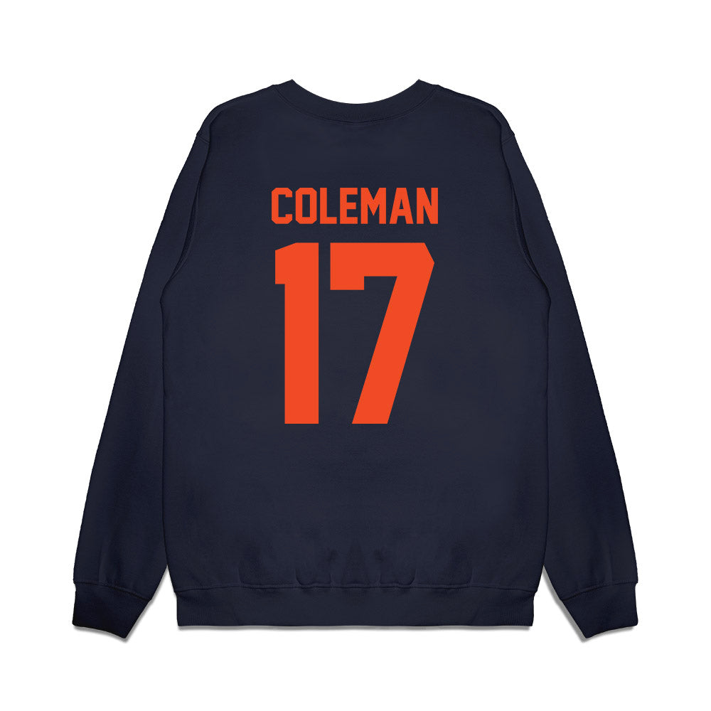 Virginia - NCAA Football : TyLyric Coleman - Vintage Helmet Premium Crewneck Sweatshirt-1