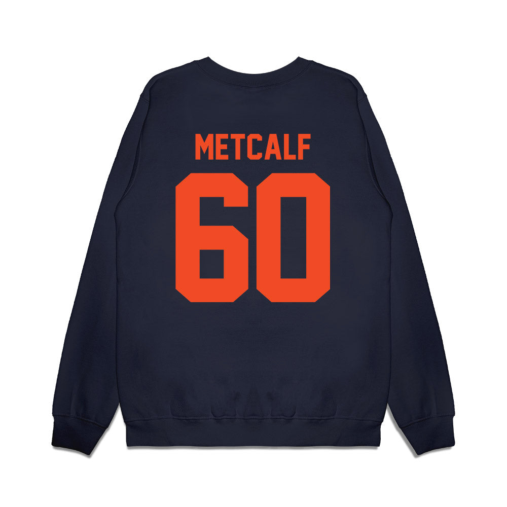 Virginia - NCAA Football : Drake Metcalf - Vintage Helmet Premium Crewneck Sweatshirt-1