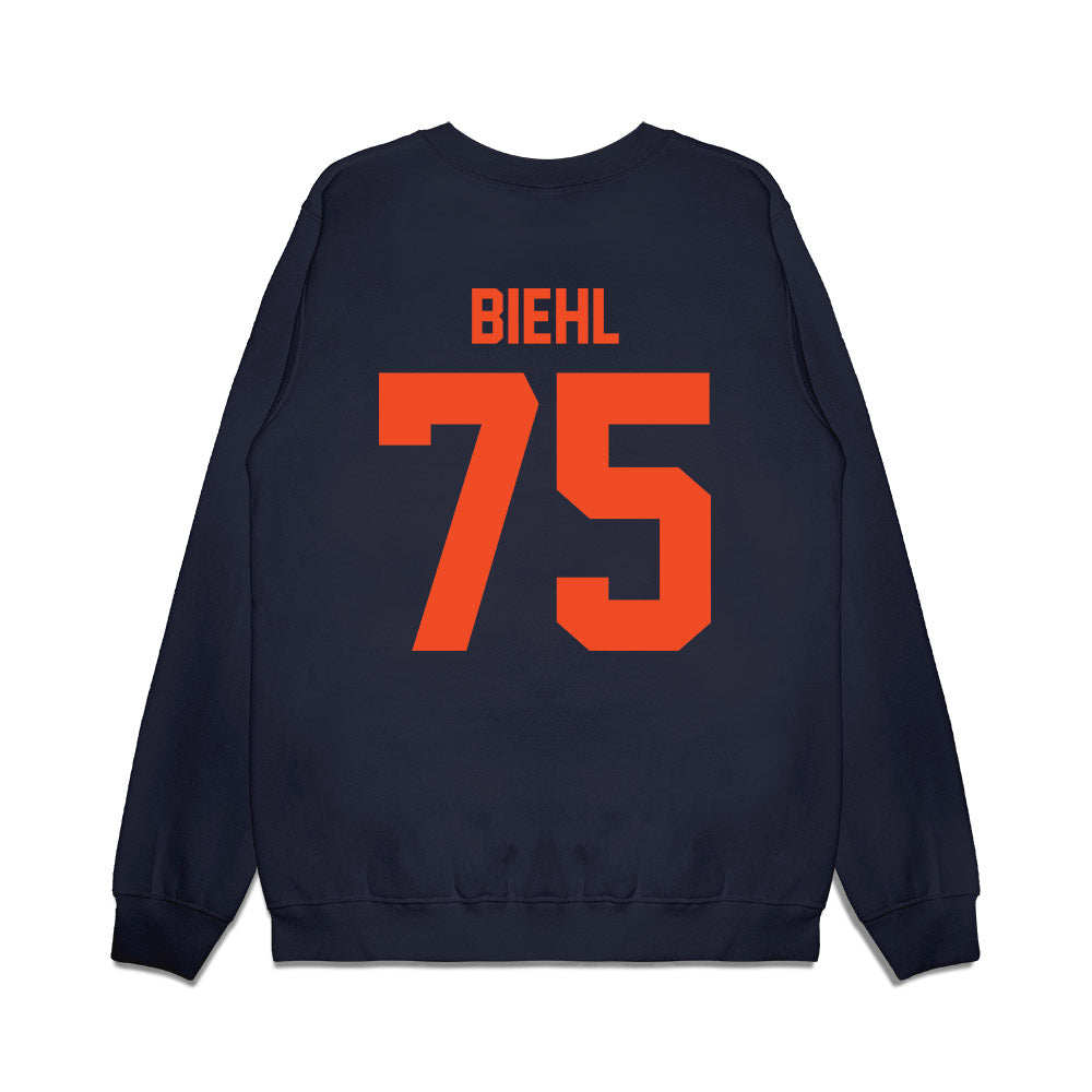 Virginia - NCAA Football : Dylan Biehl - Vintage Helmet Premium Crewneck Sweatshirt-1